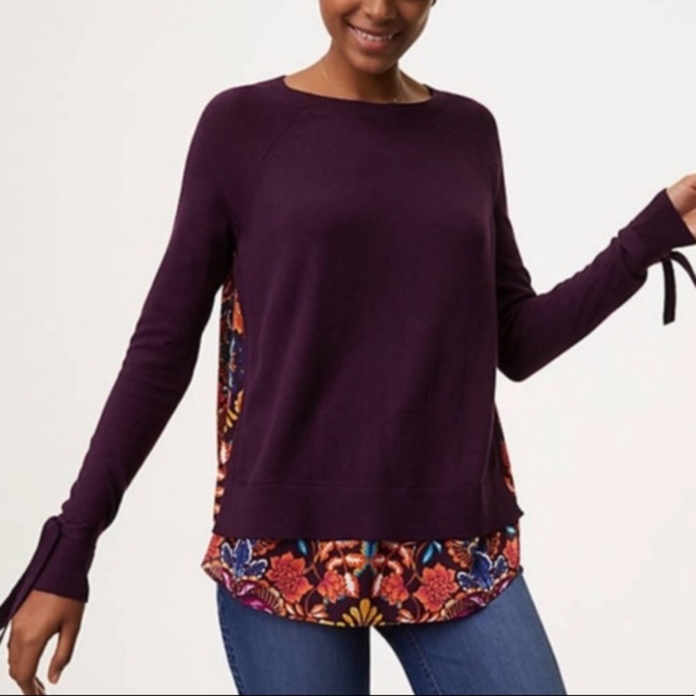 LOFT Mixed Media Sweater in Fantasy Floral
